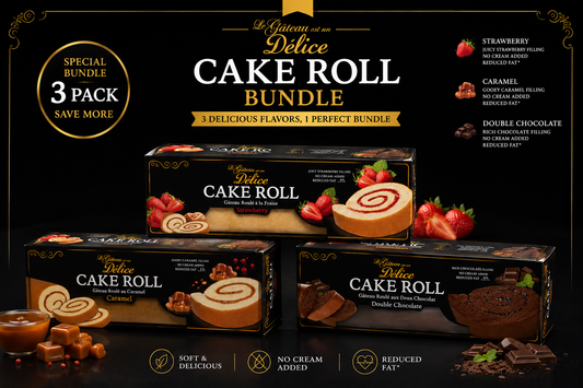 Delice Cake Roll Variety Pack - Strawberry, Caramel & Double Chocolate (3 x 320gm)