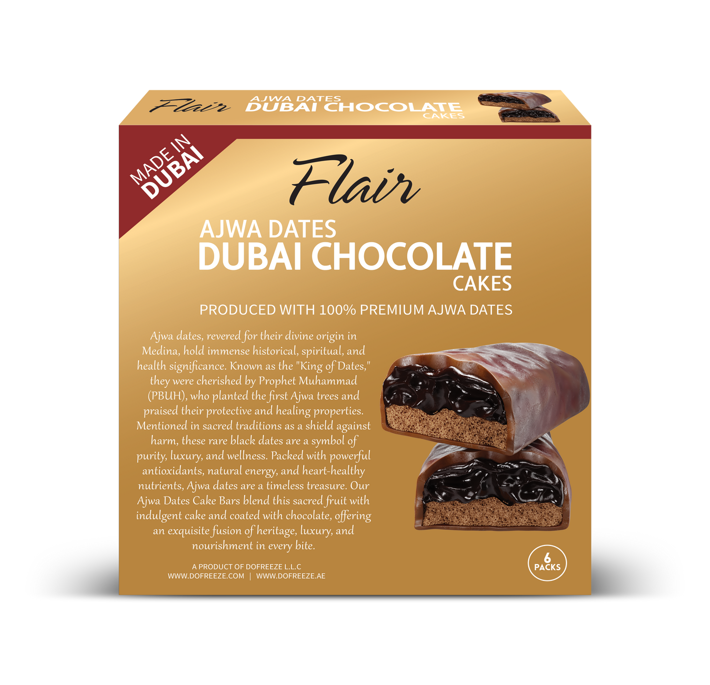 Flair Dubai Ajwa Dates Chocolate Cake Bar - 55g