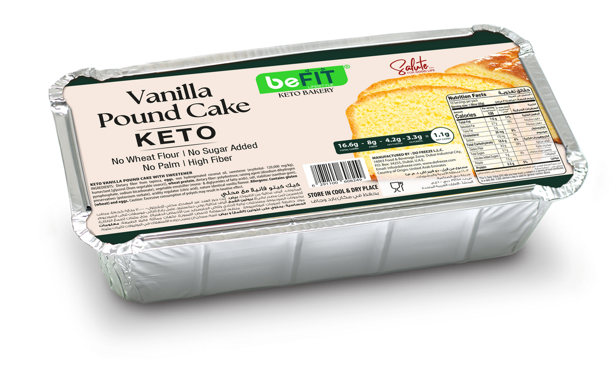 Befit Keto Vanilla Pound Cake | No Sugar Added | High Fiber | 350g