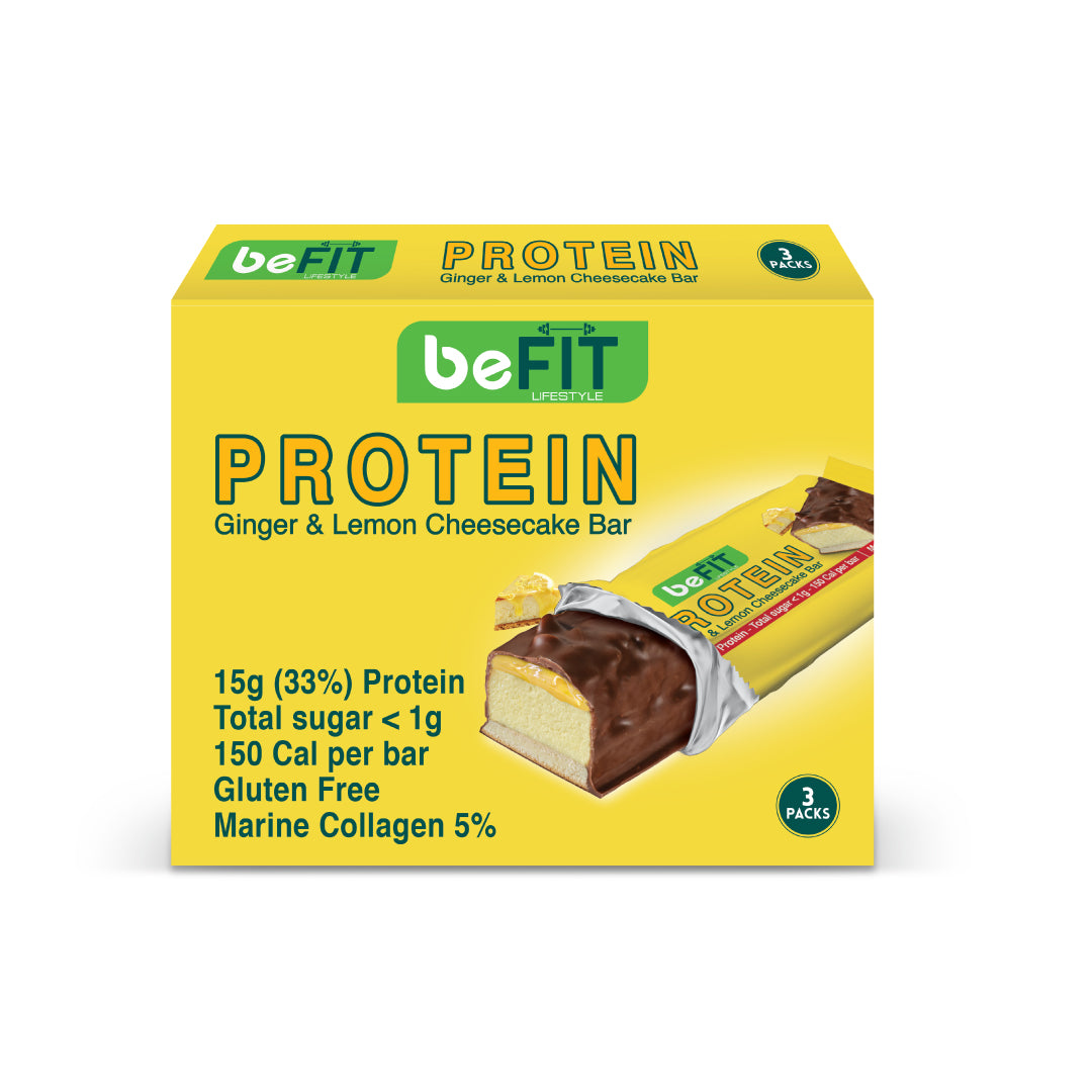 Befit Protein Cake Bar Ginger & Lemon Cheesecake - 3pcs Box (135gm)