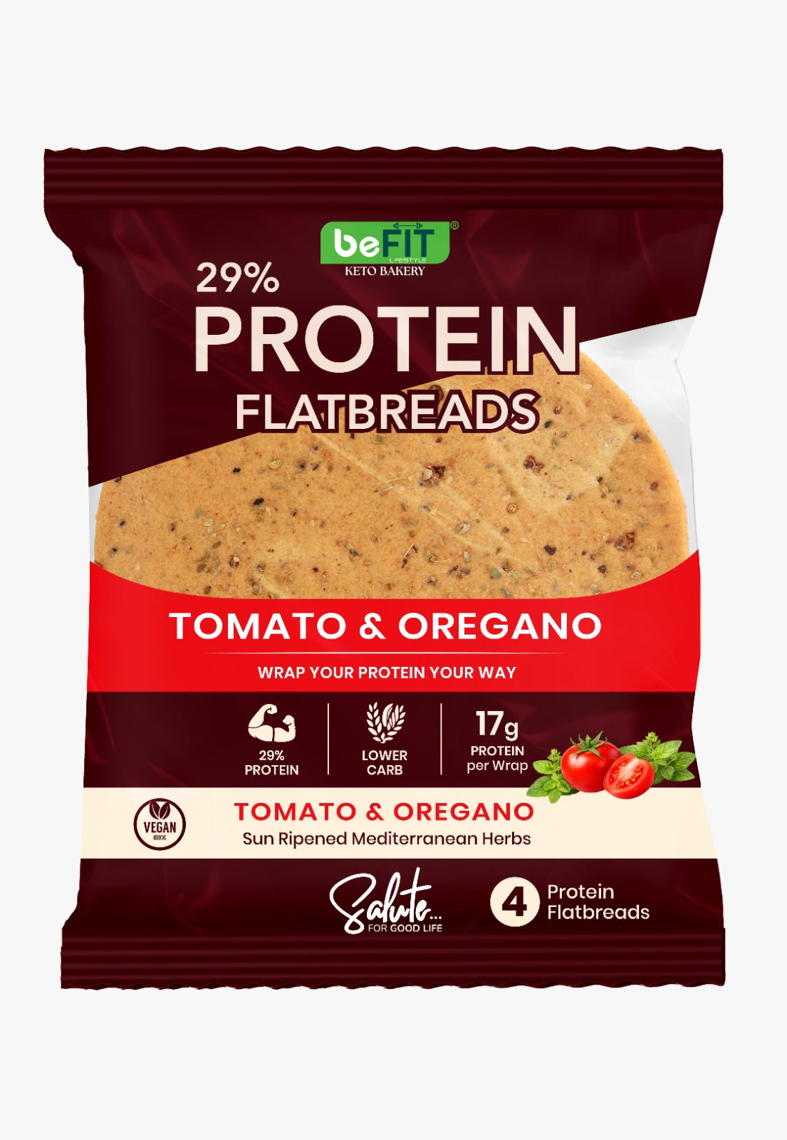 Befit Protein Flatbreads Tomato & Oregano (4 Pack)