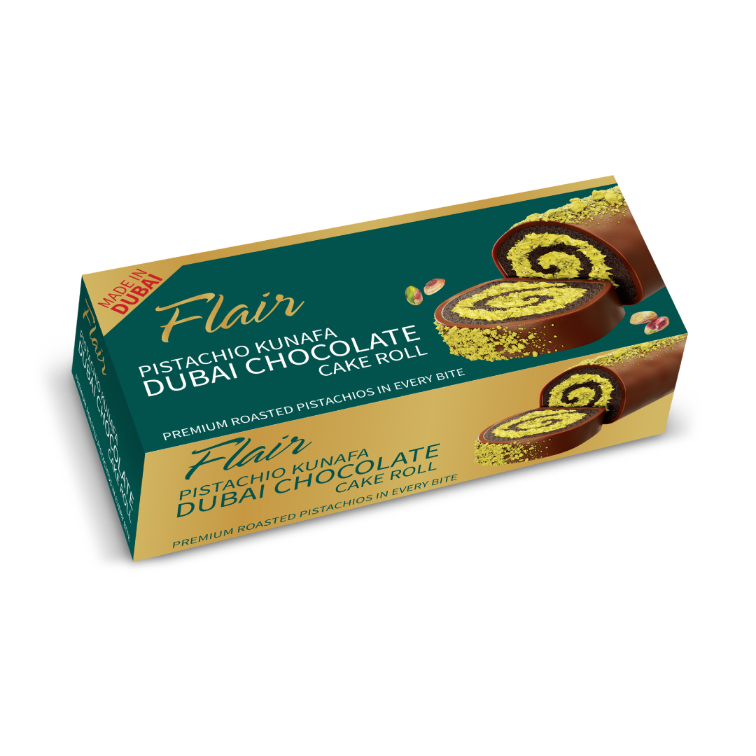 Flair Pistachio Kunafa Dubai Chocolate Swiss Roll 12pcs - 1.98kg