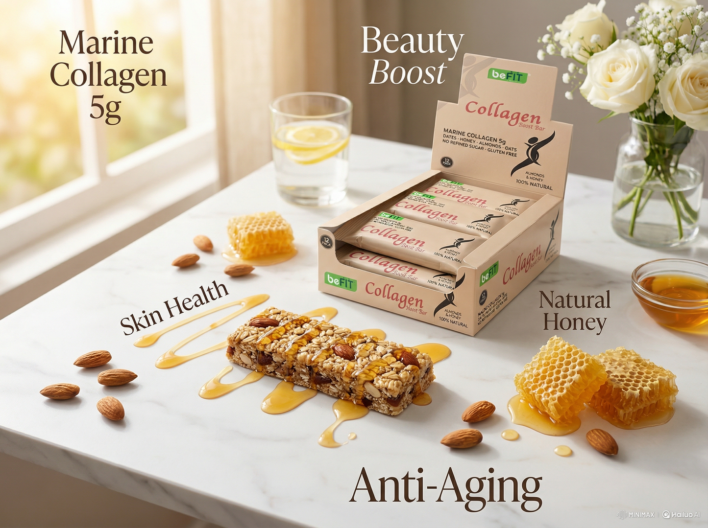 Befit Collagen Bar Almond & Honey - 12pcs Box (540gm)