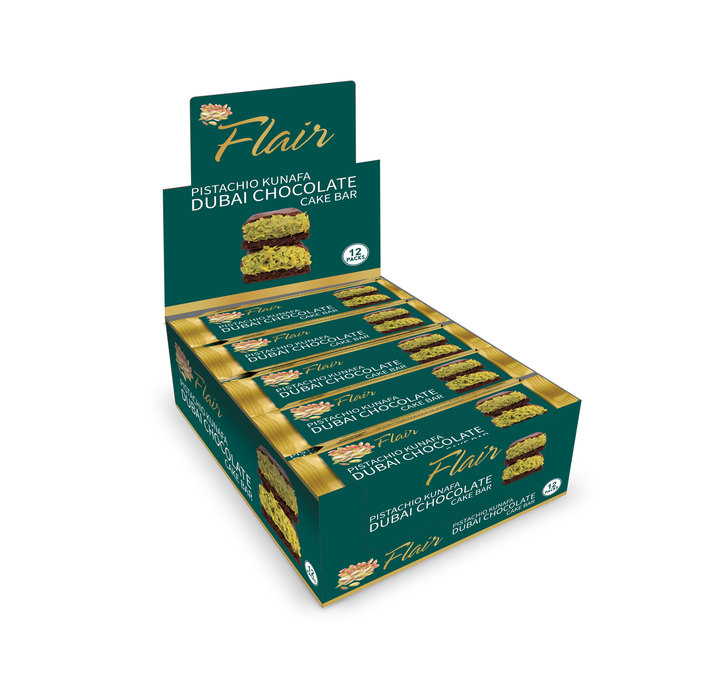 Flair Dubai Pistachio Kunafa Chocolate Cake Bar - 55gm
