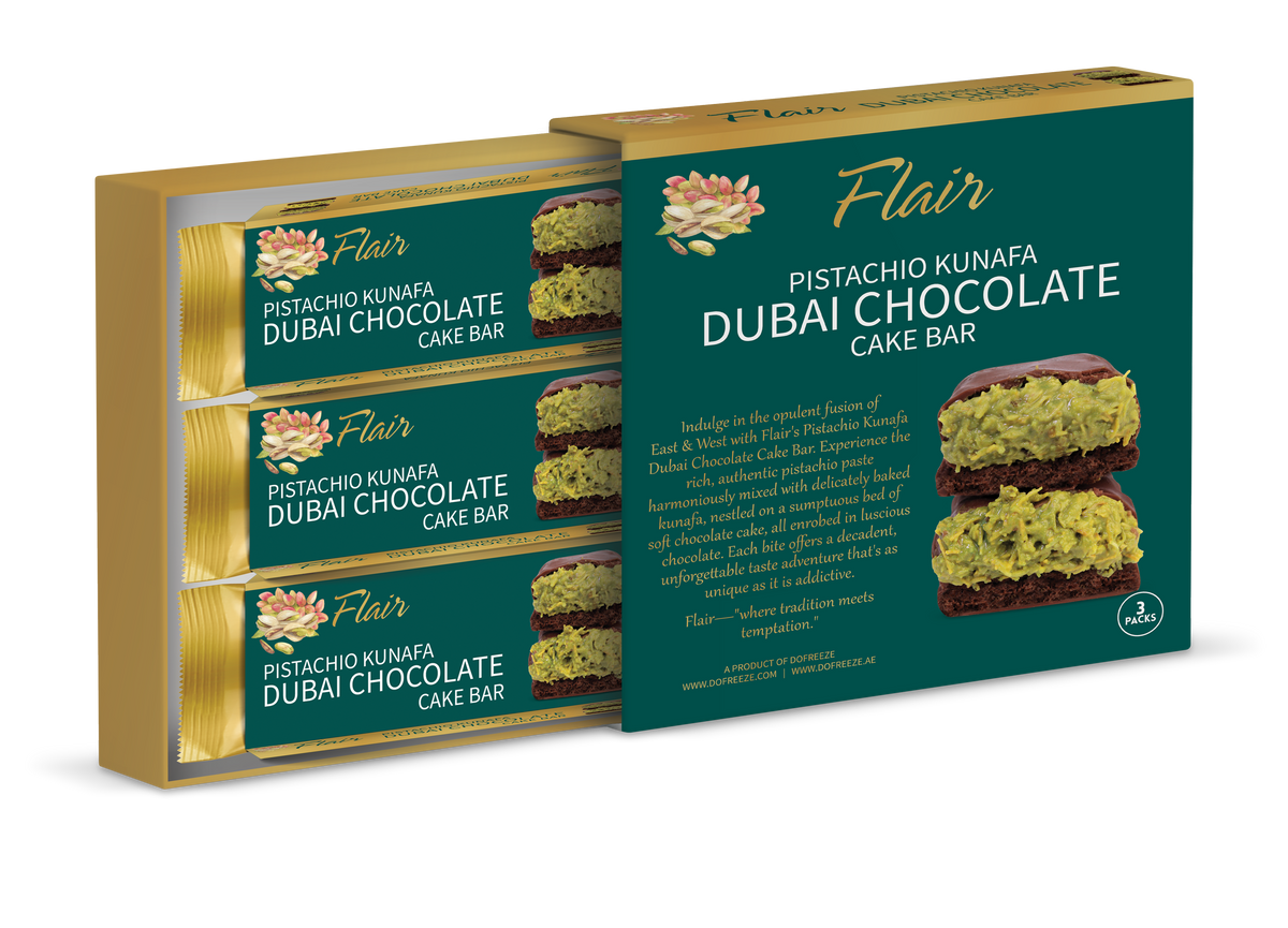 Flair Dubai Pistachio Kunafa Chocolate Cake Bar - 55gm