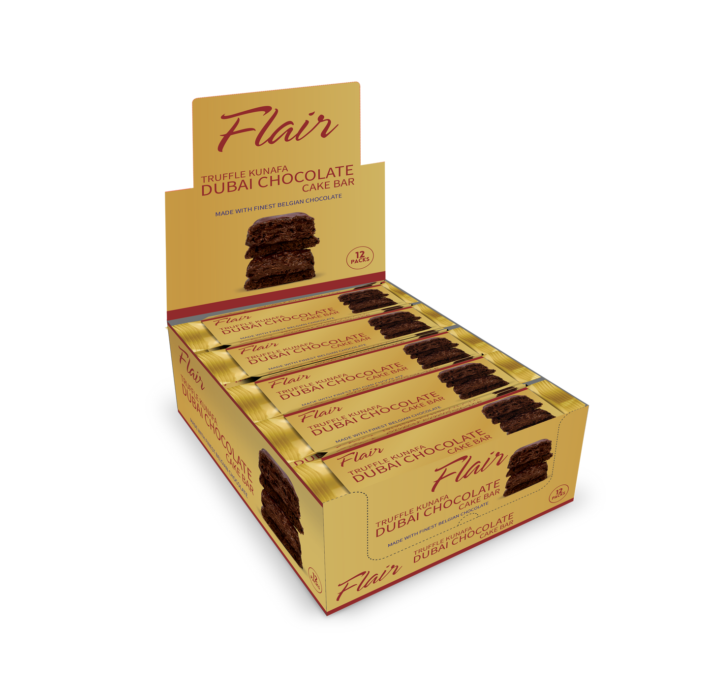 Flair Dubai Truffle Kunafa Chocolate Cake Bar - 55gm