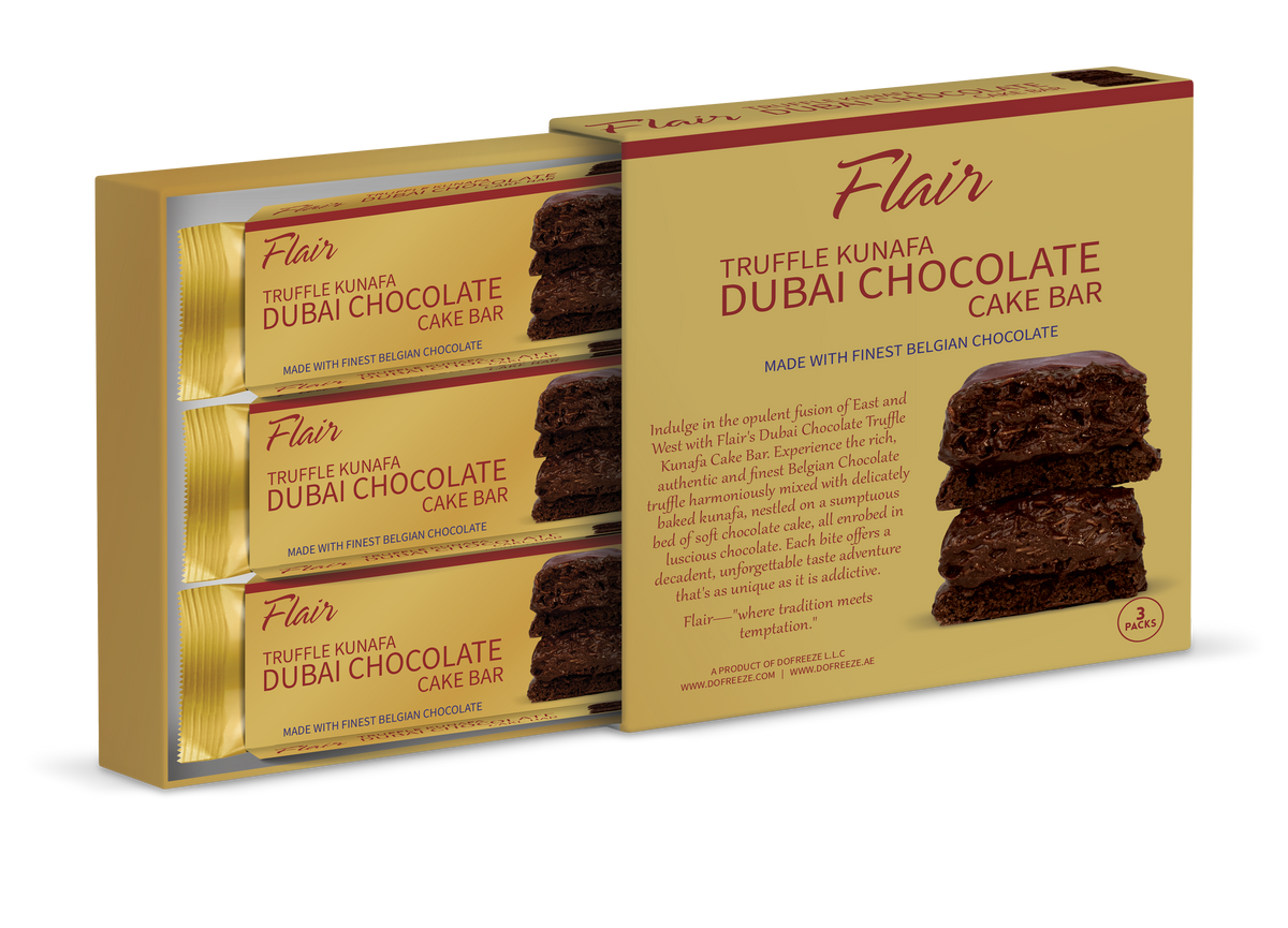 Flair Dubai Truffle Kunafa Chocolate Cake Bar - 55gm