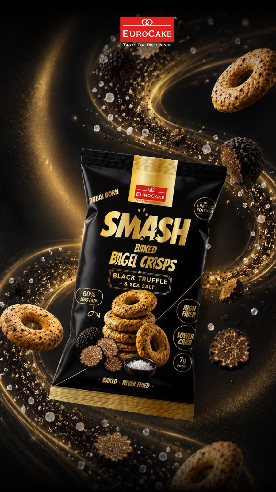 SMASH Baked Bagel Crisps Black Truffle and Sea Salt 40g