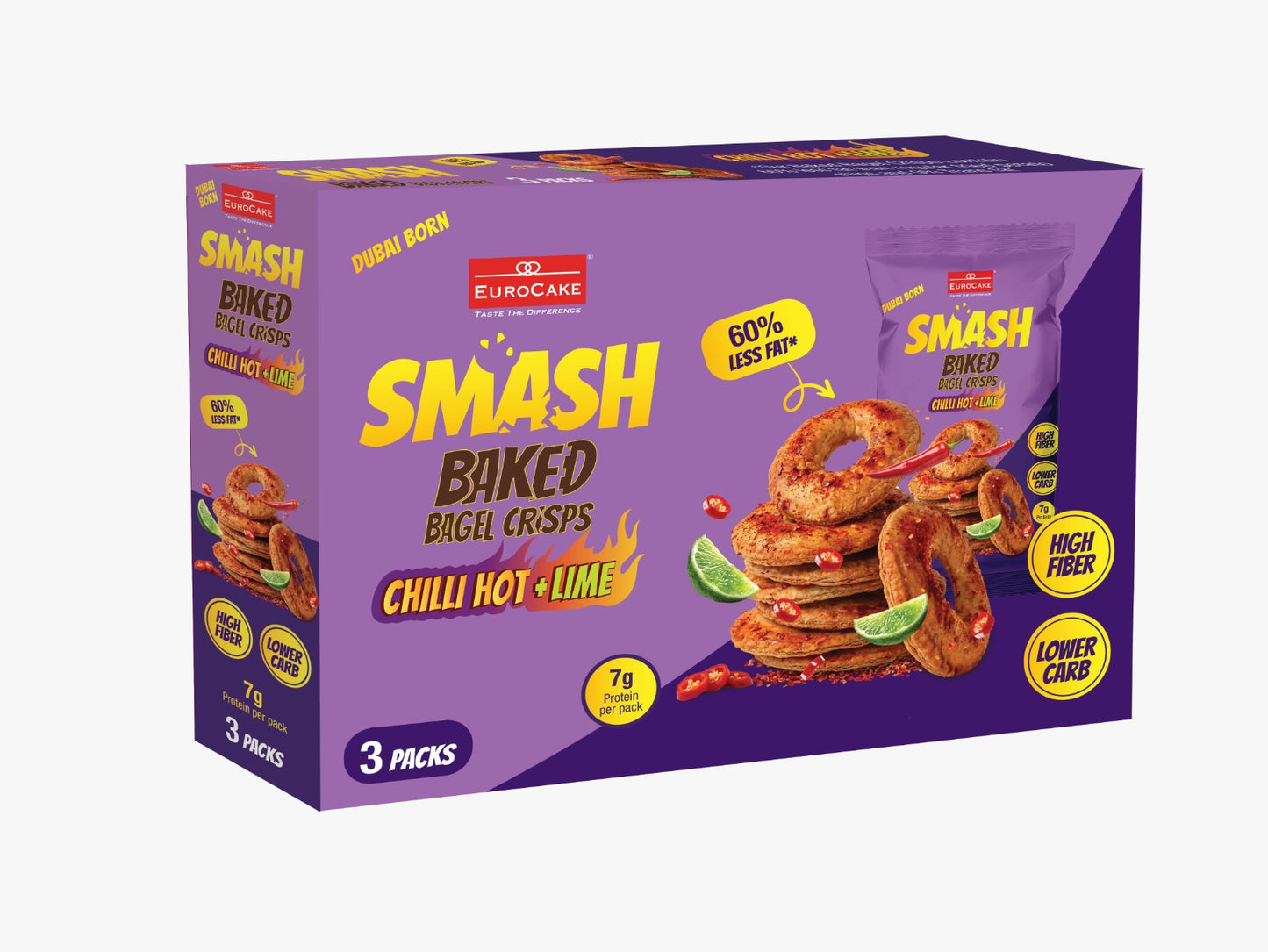 SMASH Baked Bagel Crisps Chilli Hot + Lime 40g