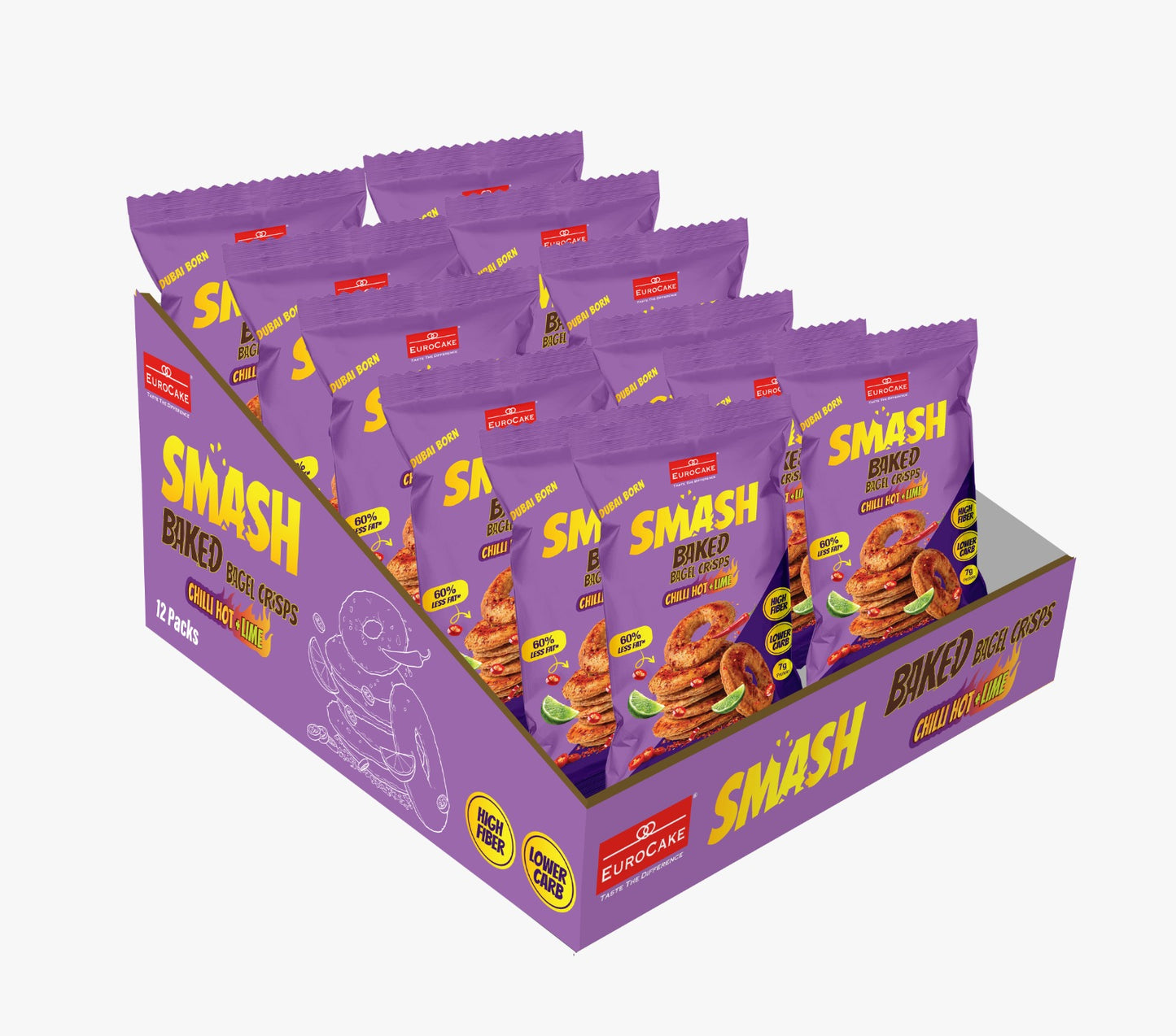 SMASH Baked Bagel Crisps Chilli Hot + Lime 40g