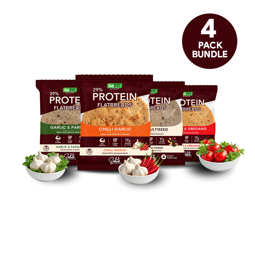 Befit Protein Flatbreads — All 4 Flavours Variety Pack (16 Flatbreads)