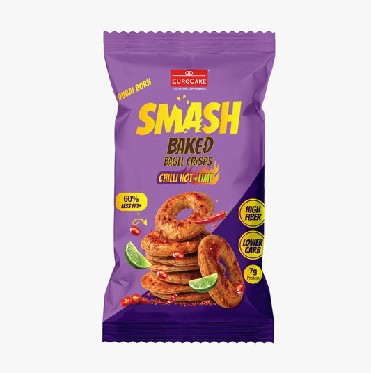SMASH Baked Bagel Crisps Chilli Hot + Lime 40g pack