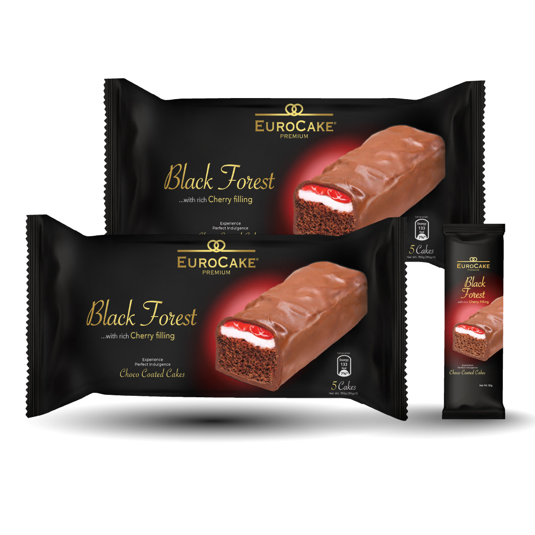 Eurocake Choco Coated Cake - Black Forest- Pack of 5 x 2 (Twin pack)